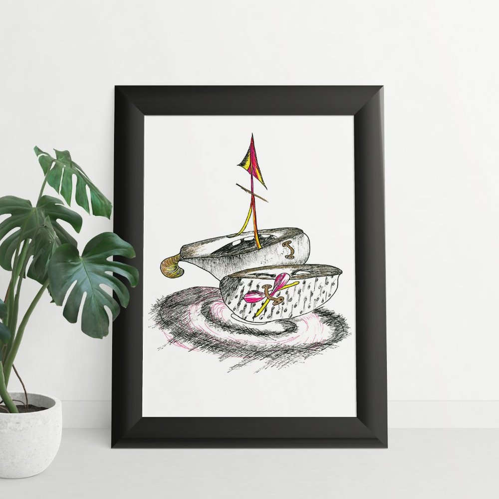 8x10 Sail Boat and paddle Art Print
